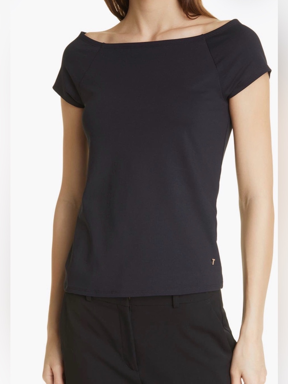 NWT Ted Baker London INDYAA BARDOT TOP in Black Size Small (2)